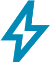 Blaues Icon eines Blitzes