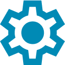 Icon eines blauen Zahnrads