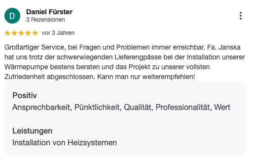 Google Rezension Installateur Wiener Neustadt