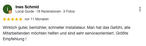Google Rezension Installateur Wiener Neustadt
