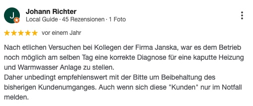 Google Rezension Installateur Wiener Neustadt