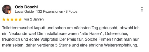 Google Rezension Installateur Wiener Neustadt
